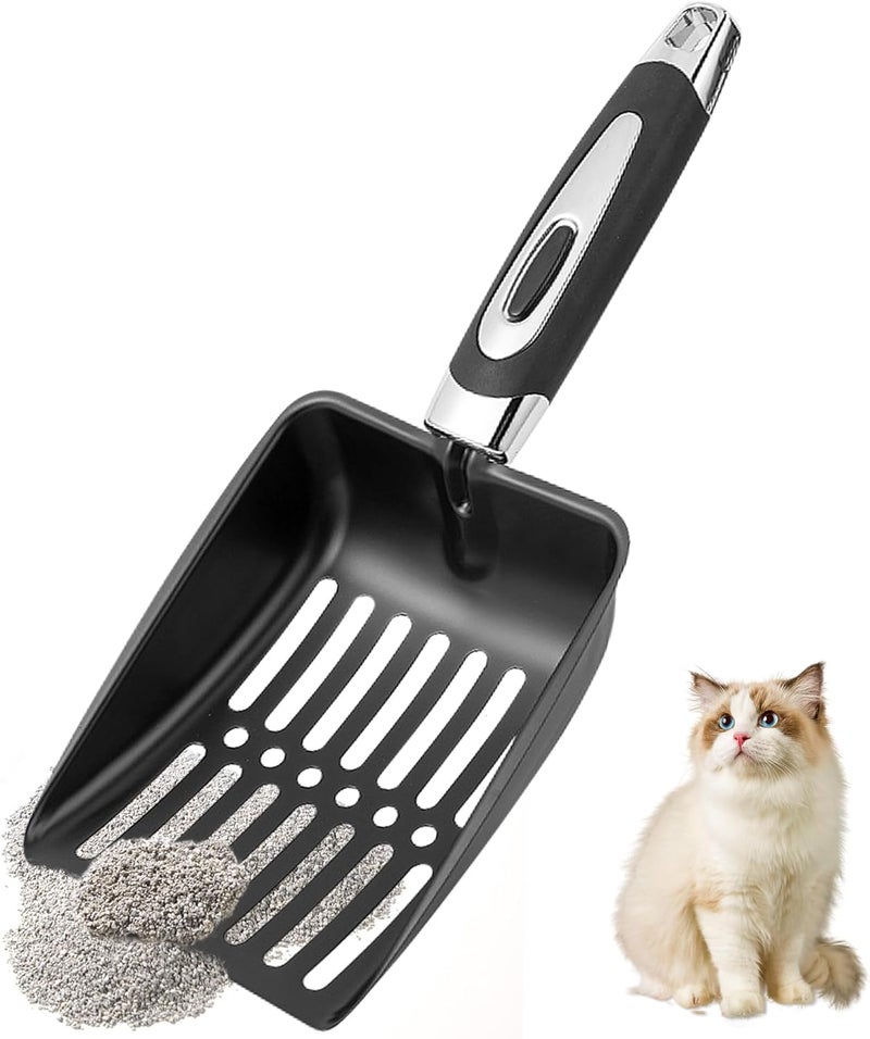 NewGF Stainless Steel Cat Litter Scoop,Metal Cat Litter Scoop,Kitty Metal Scooper,Sturdy Mesh Scooper,Suitabla Cat Scooper for Cat Litter Box-Black - Image 1